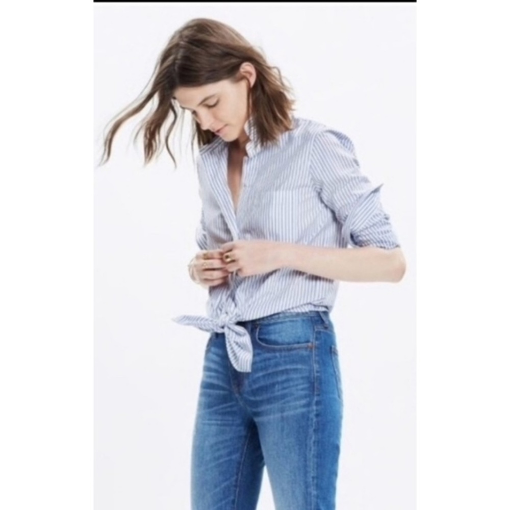 Madewell: Bookend Stripe Tie Front Button Shirt